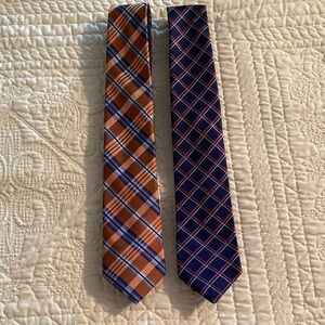 Roundtree & Yorke Brown and Blue Plaid Ties